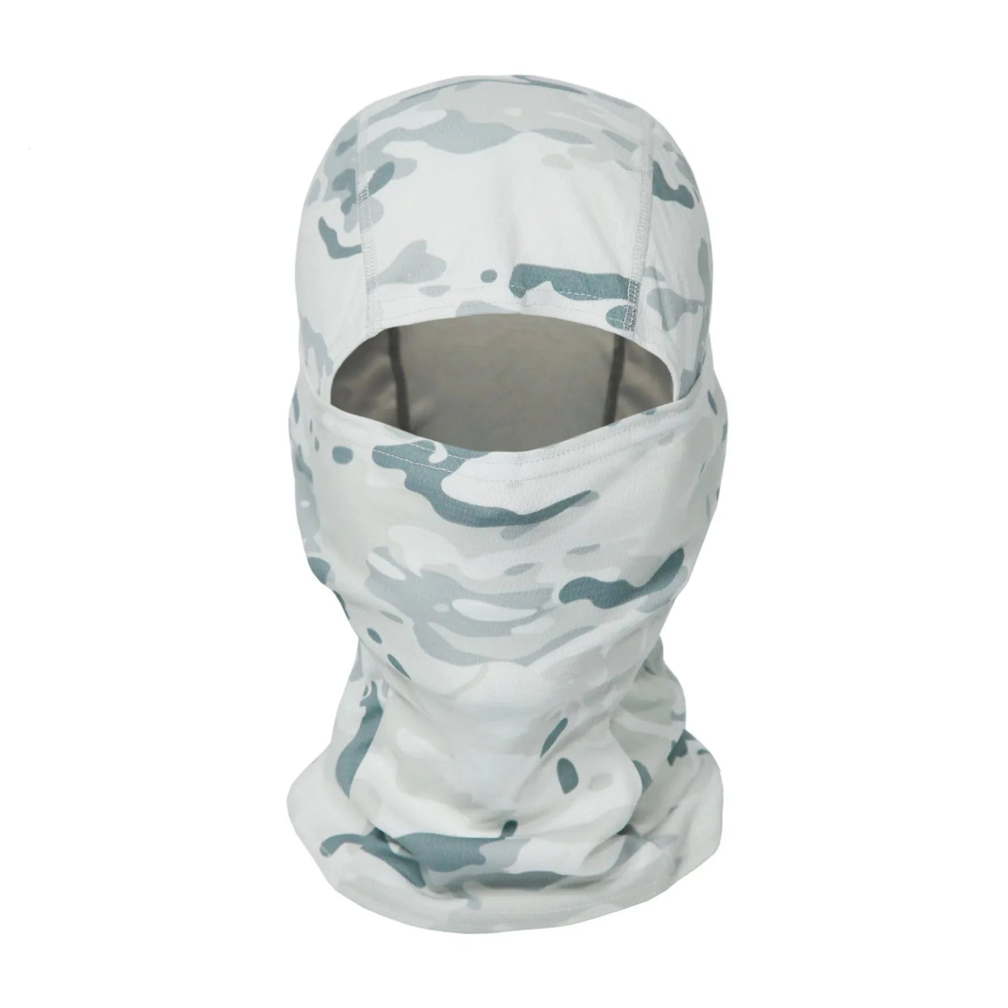 Unisex tactical ski mask in grey urban camo, seamless full face cover for winter sports