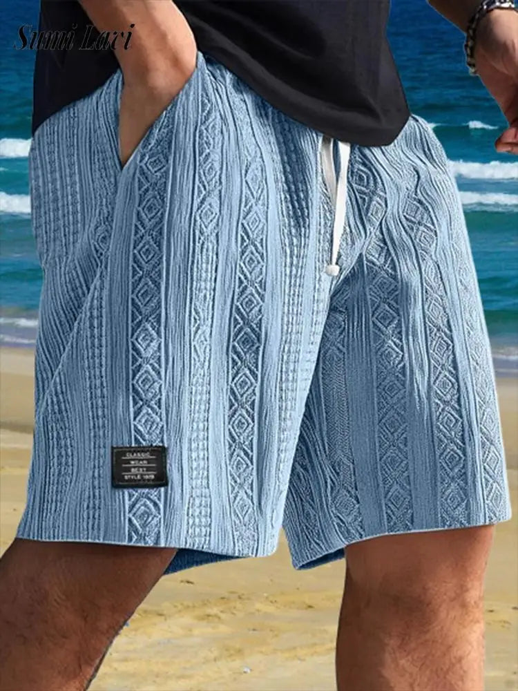 Premium diamond knit shorts with a relaxed fit, ideal unisex comfort wear for home or casual outings.