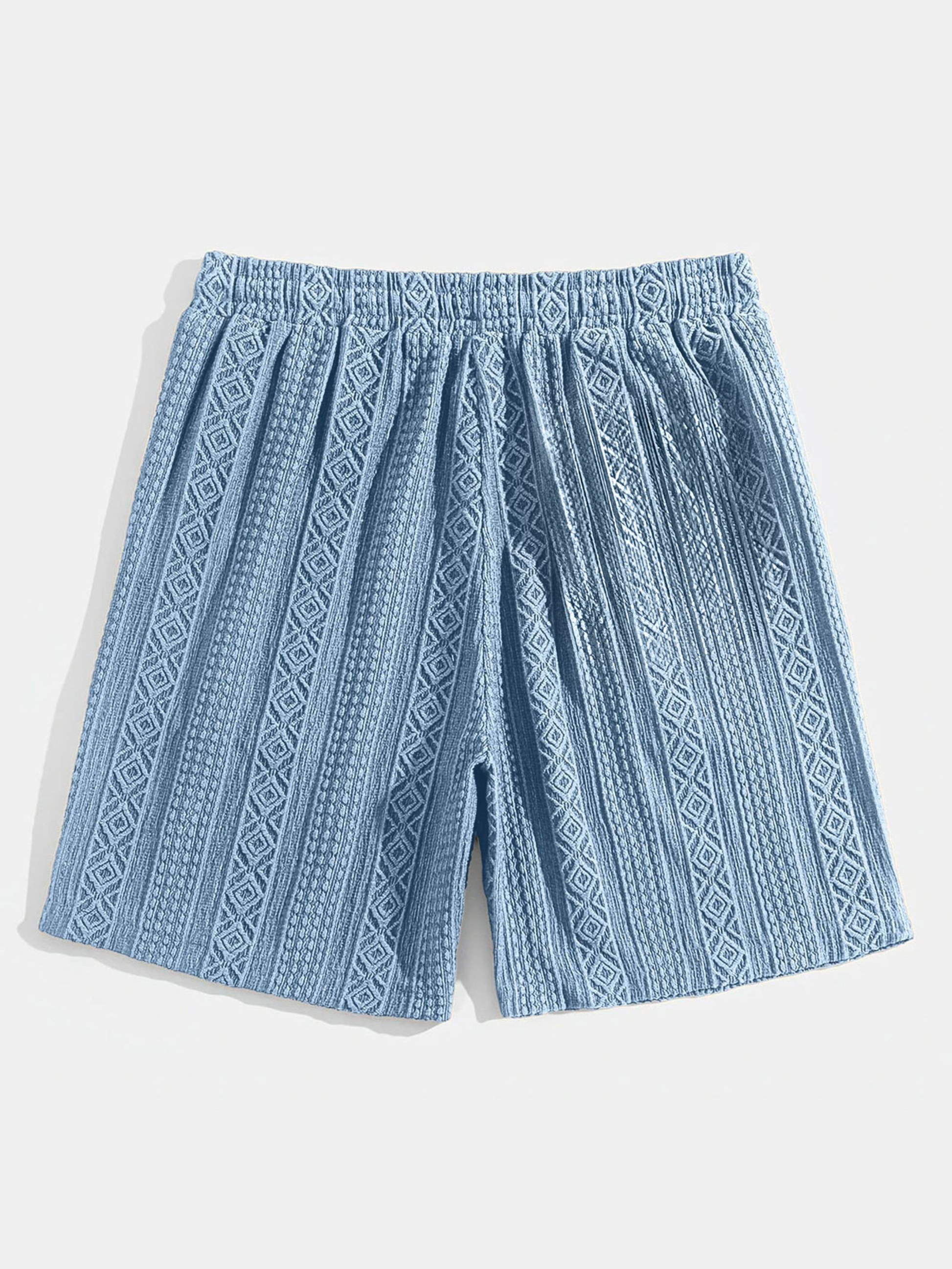 Versatile diamond knit lounge shorts, cotton blend fabric for superior comfort and relaxed style.