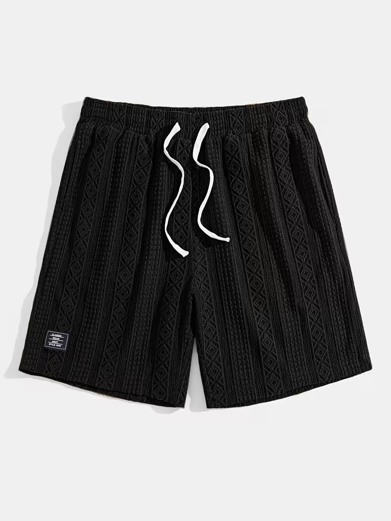 Stylish diamond knit lounge shorts for unisex, offering ultimate comfort and a relaxed fit.