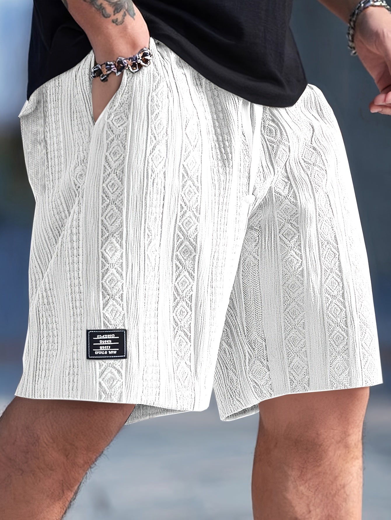 Casual unisex lounge shorts, soft diamond knit fabric for ultimate relaxation and summer style.
