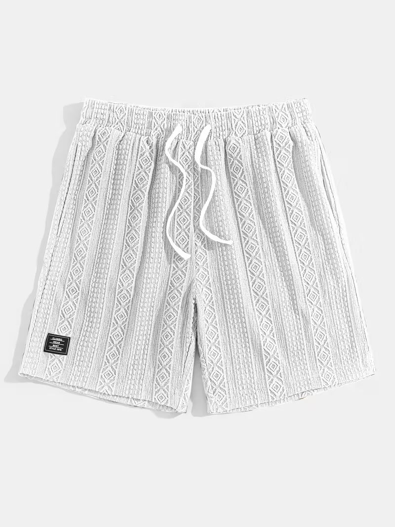 Lightweight cotton blend diamond knit shorts, perfect relaxed fit comfort wear for any gender.