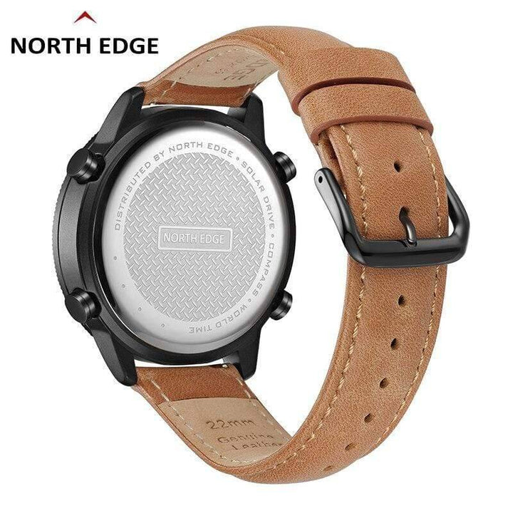 Adventure-ready unisex digital solar-powered watch with built-in compass for navigation, durable design