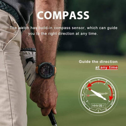 Outdoor gear unisex digital watch, solar charged, featuring compass and rugged build for adventure