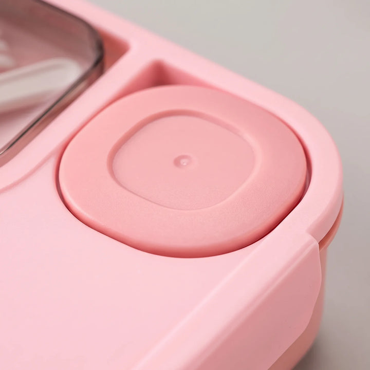Divided bento lunch container with 3 sections and included utensils, perfect for organized meal prep.