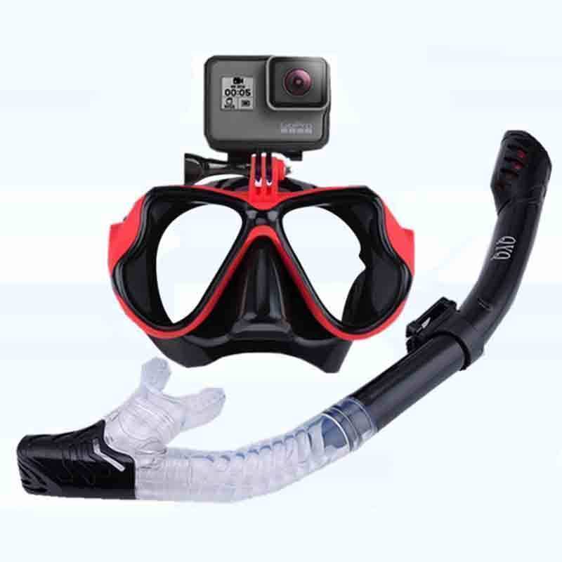 Unisex diving mask & snorkel set with camera mount, perfect for snorkeling and underwater adventures