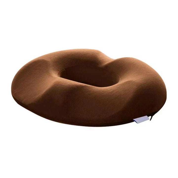 Premium memory foam donut seat cushion, soft breathable cover. Ideal for sciatica & coccyx pain relief.
