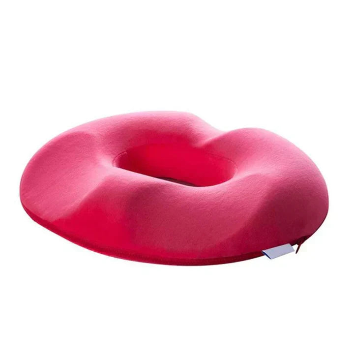 Portable donut pillow for office chair, car seat, wheelchair. Offers posture support & pain relief.