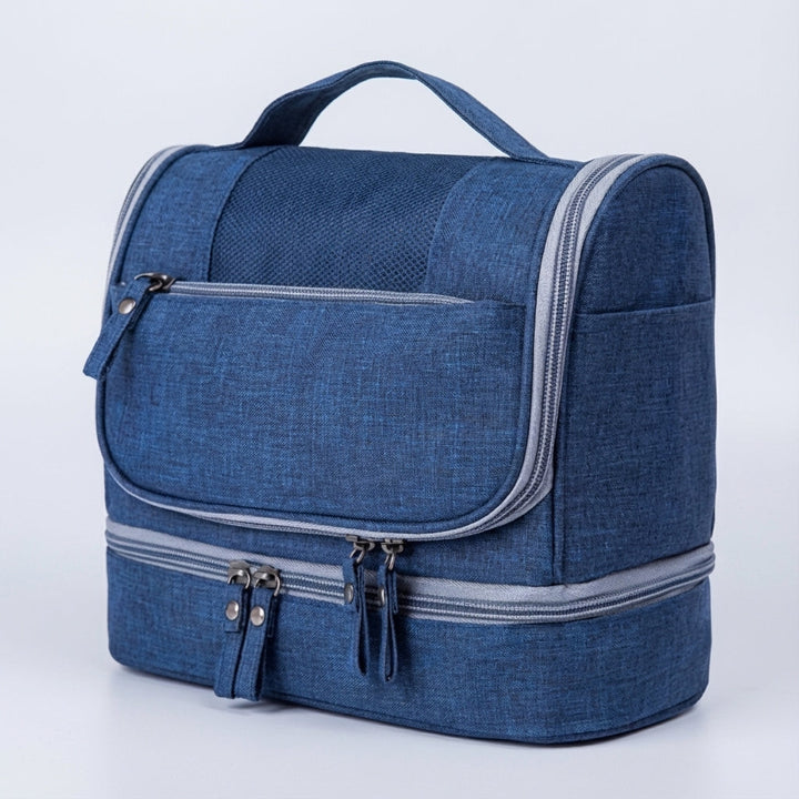Unisex double compartment toiletry bag, practical dopp kit for all travel and bathroom needs.