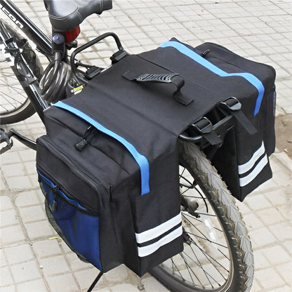 Unisex double pannier rear rack bike bag for MTB & touring. Durable cycling storage & bicycle accessory for adventurers.