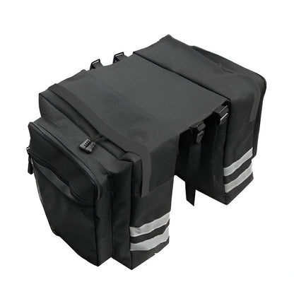 Durable unisex double pannier bike trunk bag for rear rack. Optimal cycling storage for MTB, touring & commutes.