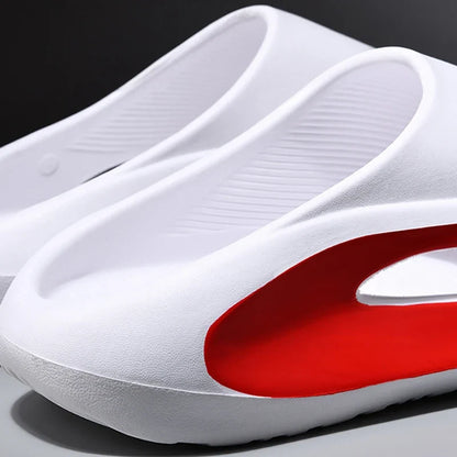 Casual unisex DRFT foam comfort slides worn, offering cushioned support for all-day recovery & relaxation.