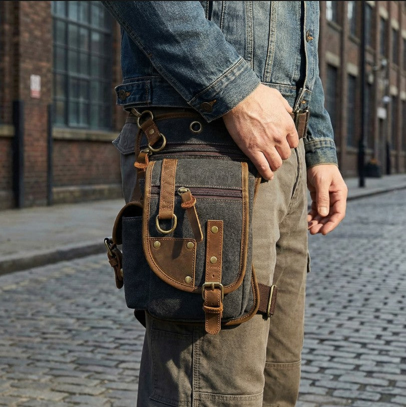 Unisex durable canvas tactical shoulder bag with multiple pockets, perfect for everyday use or outdoor adventures.