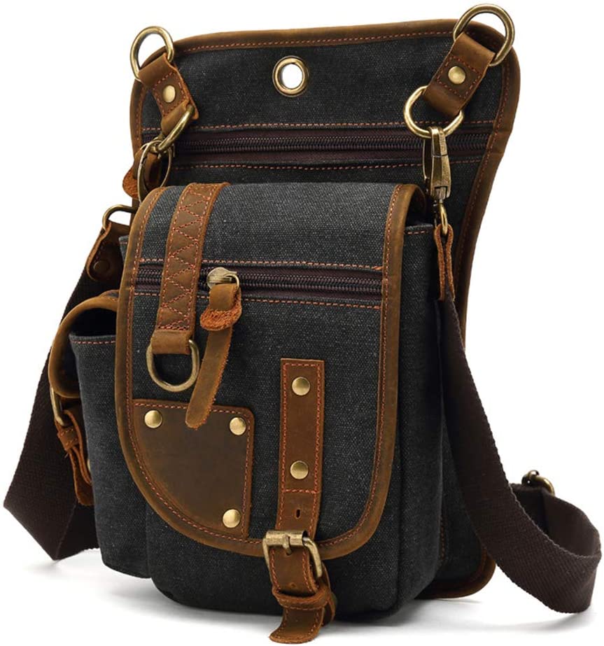 Rugged canvas tactical shoulder bag for men & women, ideal for cycling, outdoor activities, or daily commuter travel.
