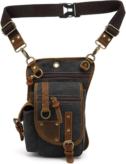 Canvas tactical commuter bag, a durable multi-pocket shoulder bag perfect for urban travel & cycling essentials.
