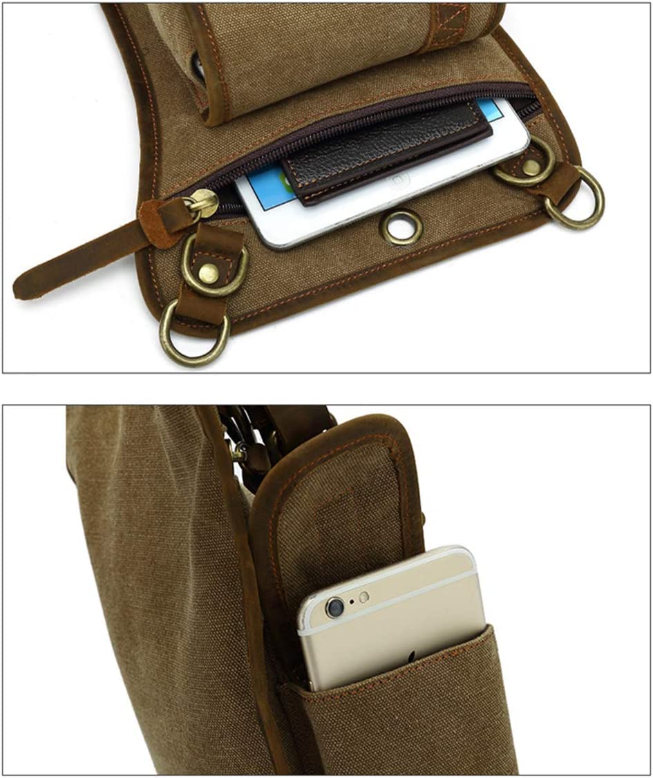 Hard-wearing canvas tactical shoulder bag, unisex design with secure multi-pocket compartments for outdoor gear.