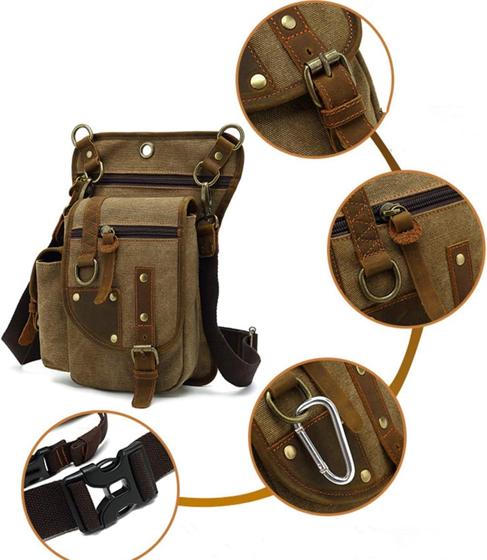 Unisex tactical canvas crossbody bag, durable and multi-pocket, essential for travel, cycling, or daily errands.