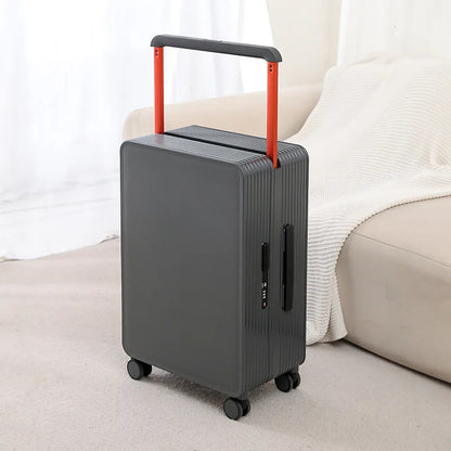 Durable hard shell travel suitcase, featuring robust construction, spinner wheels, and TSA lock.