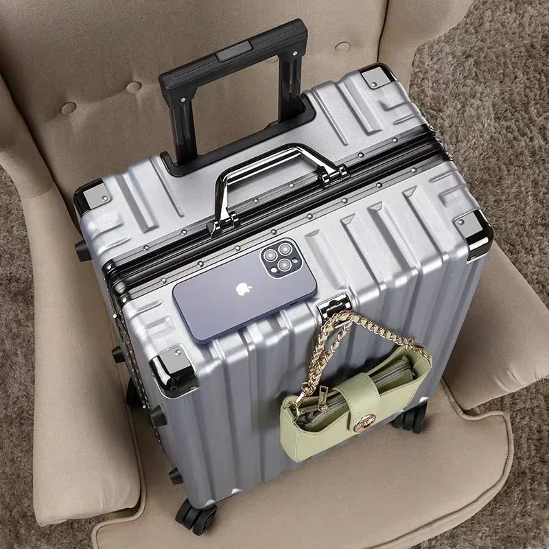 Large capacity checked baggage, featuring a robust frame & secure locking system for long trips.