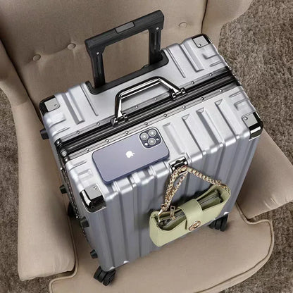 Large capacity checked baggage, featuring a robust frame & secure locking system for long trips.