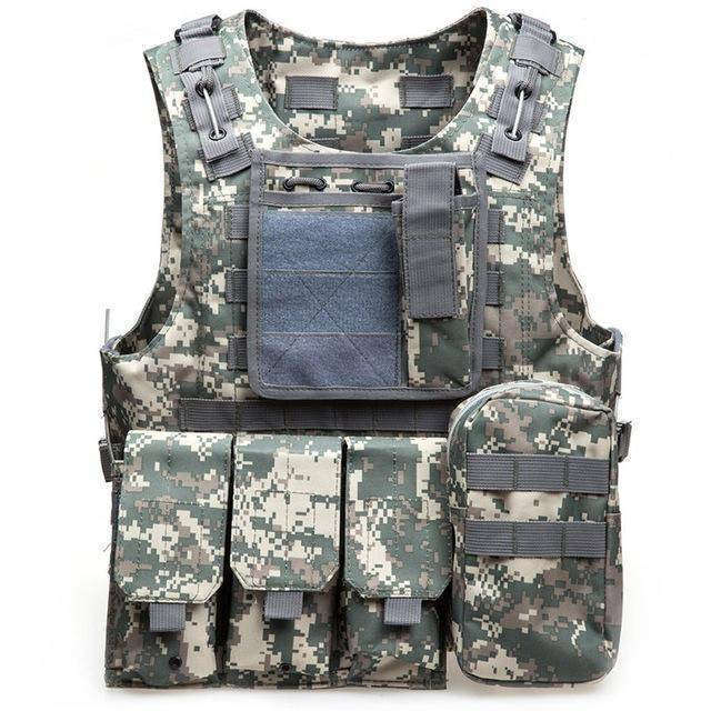Black 600D Oxford Military Gear Vest with multiple attachment points, adjustable fit