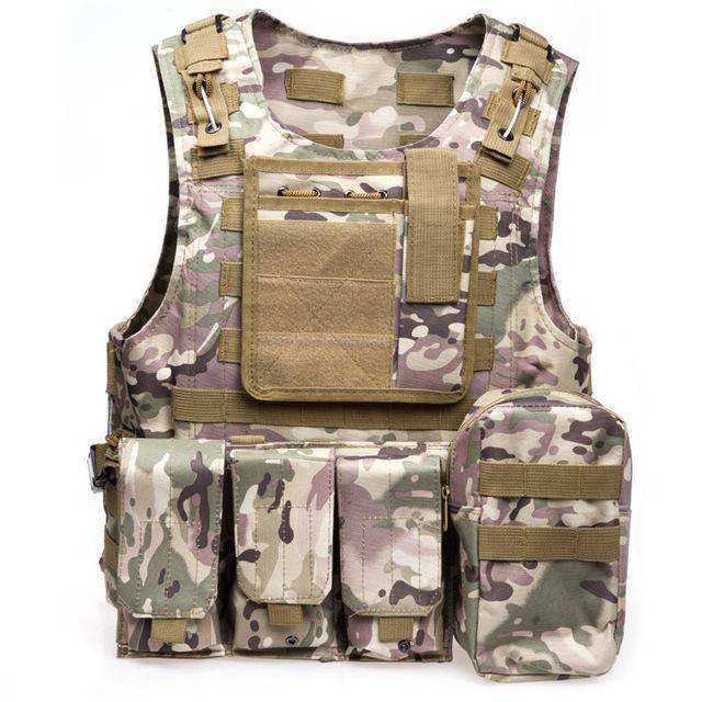 Top-down view of a folded Plate Carrier Tactical Vest, compact for storage, outdoor vest