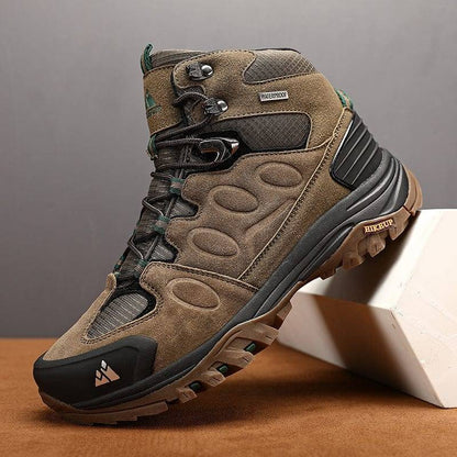Close-up of the sole of a unisex durable outdoor hiking sneaker, showing deep tread for traction