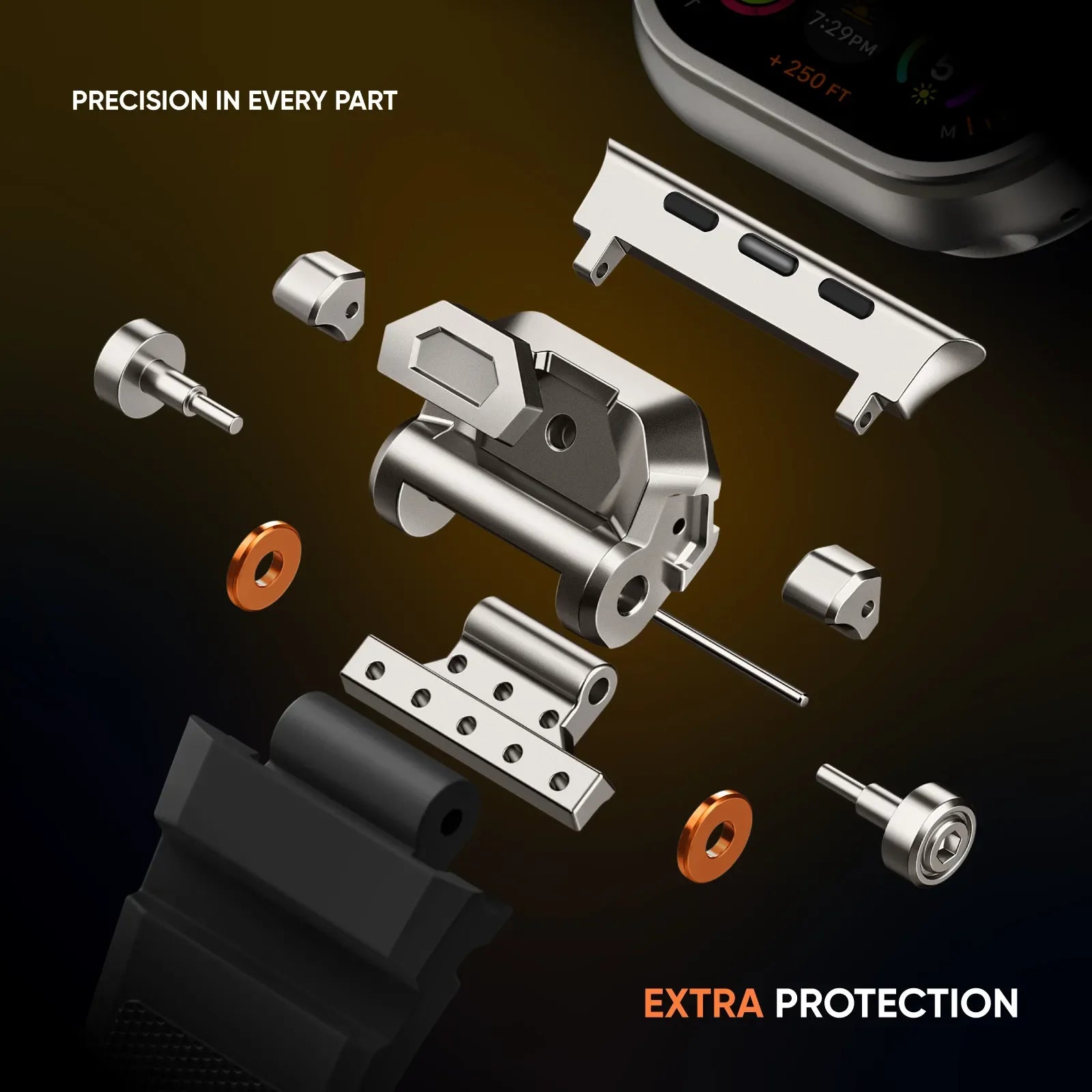 Sporty silicone smartwatch band for running & outdoor activities, rugged & flexible.