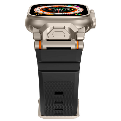 Modern fashion accessory: rugged silicone smartwatch band, unisex design.