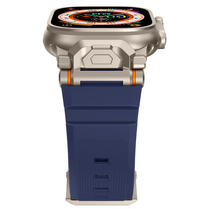 Side view of durable silicone smartwatch band, sleek & sturdy watch accessory.