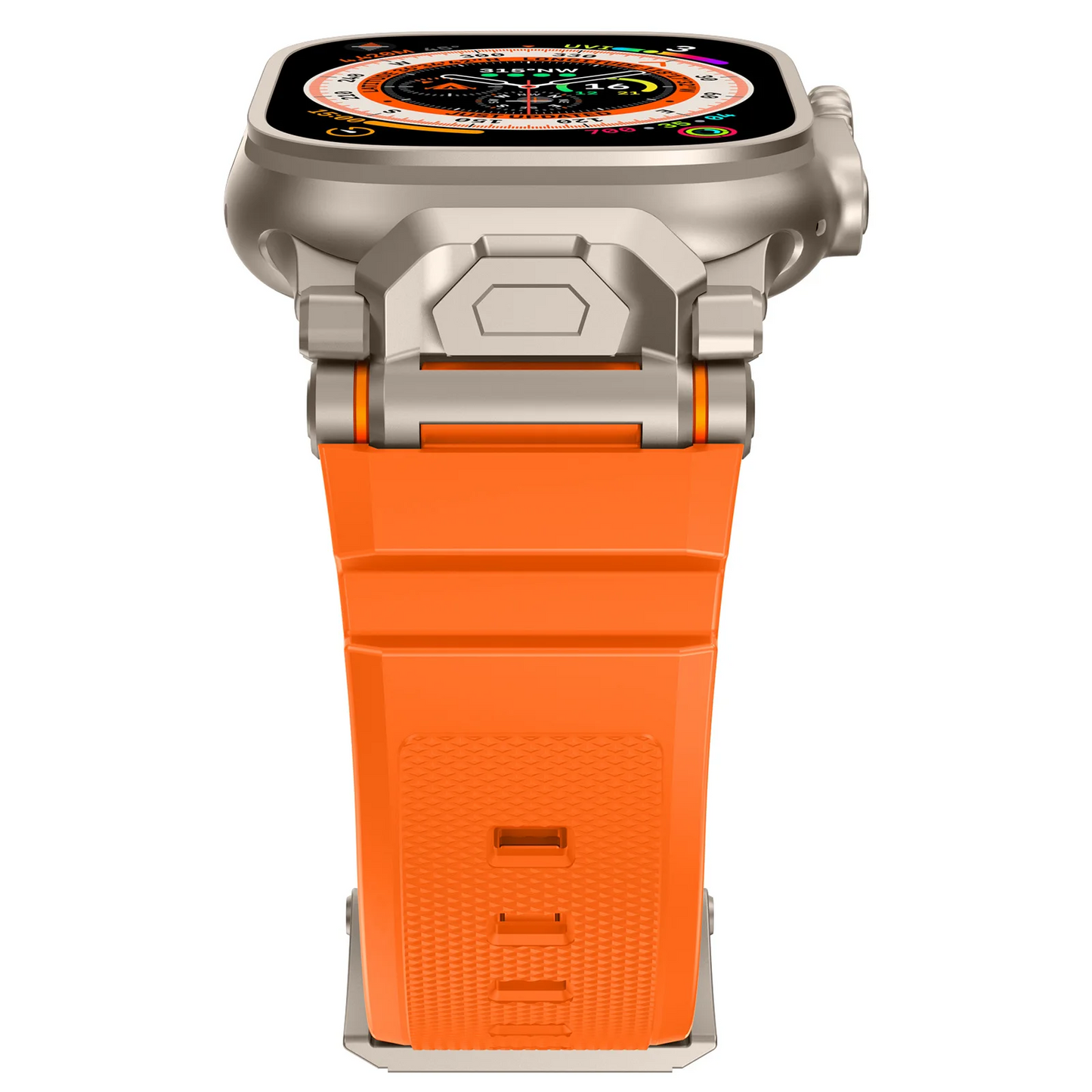 Textured rugged silicone smartwatch band, comfortable & durable sport strap.