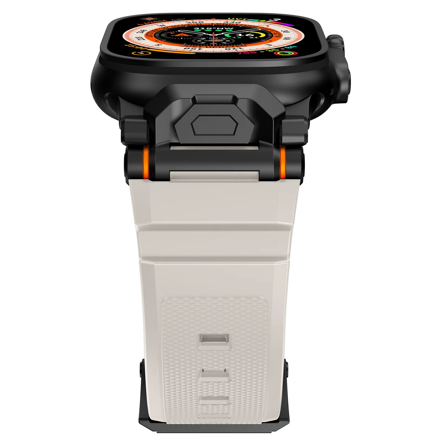 Rugged silicone sport band for smartwatches, ideal for workouts & active wear.
