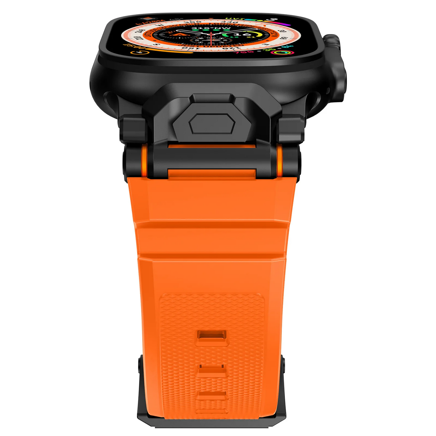 Adjustable unisex silicone smartwatch band, secure & comfortable quick release fit.