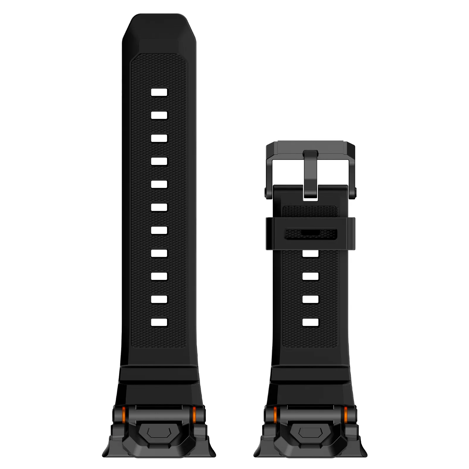 Durable silicone smartwatch band with secure buckle, quick release & comfort.
