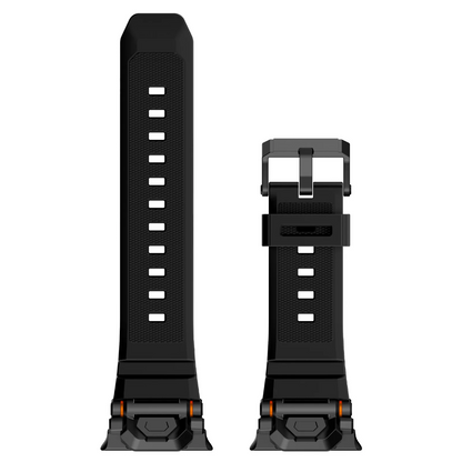 Durable silicone smartwatch band with secure buckle, quick release & comfort.