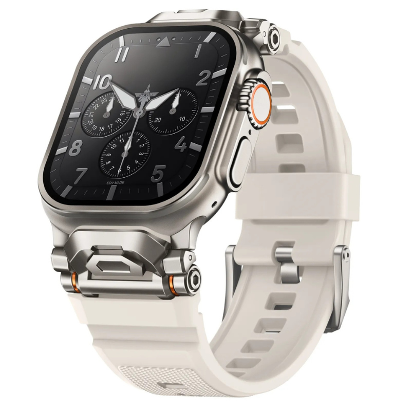 Stylish silicone watchband, rugged yet comfortable unisex fashion accessory.