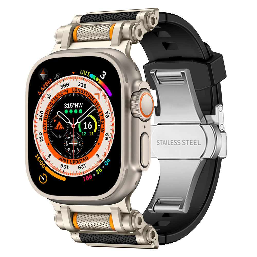 Unisex durable silicone sport band for Apple Watch, comfortable and quick release.