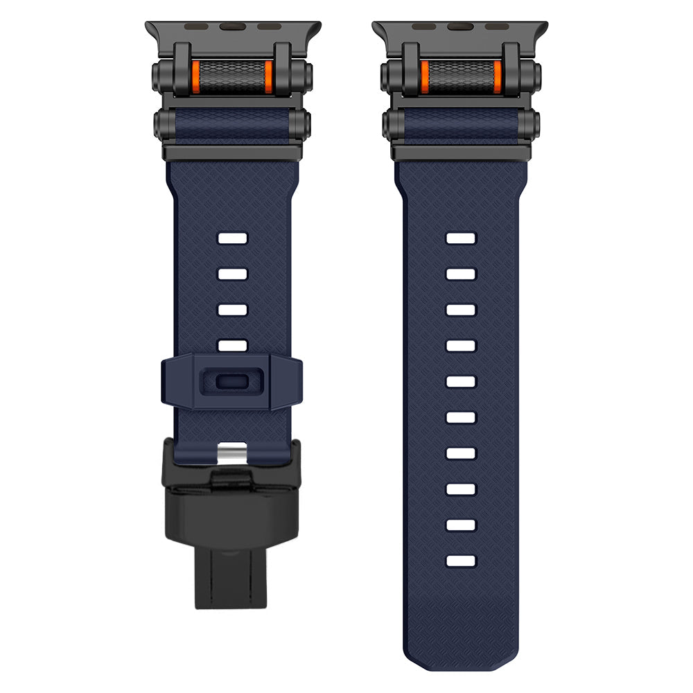 Ergonomic unisex silicone band for Apple Watch, ideal for long wear.