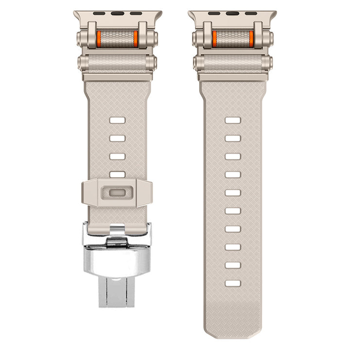 Apple Watch accessory: durable, flexible silicone wristband for personalization.