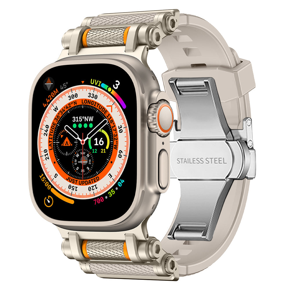 Sport-ready silicone Apple Watch strap, quick release design for active lifestyles.