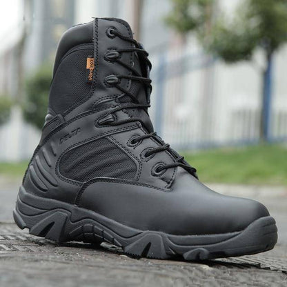 Unisex durable winter tracking boots with strong grip, ready for snow and ice on outdoor expeditions.