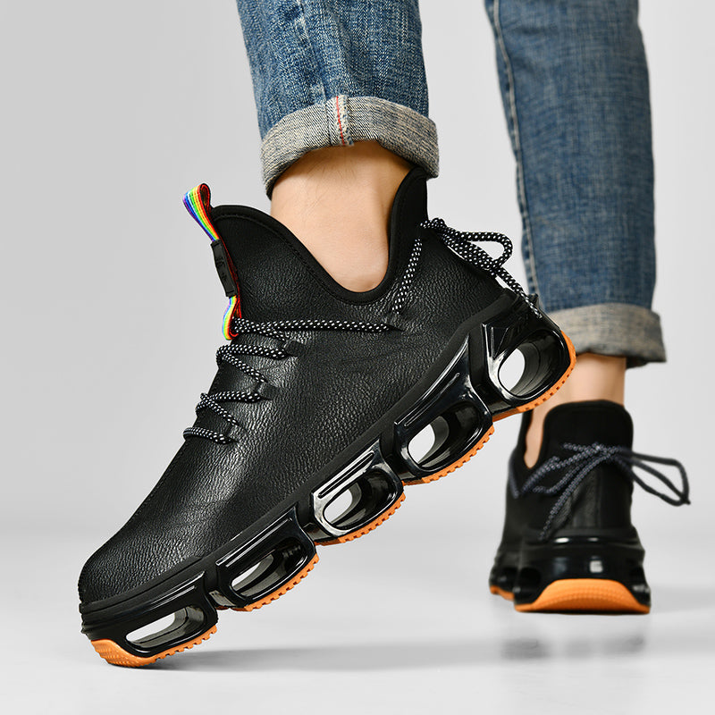 Textured Unisex athletic shoes, side view, emphasizing lightweight construction & fashion.