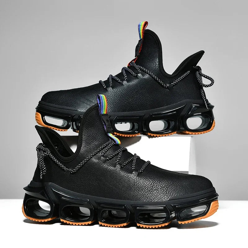 Fashionable Unisex Dynamic Performance Sneakers, detailed view of textured knit upper.