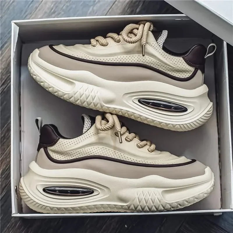 Dynamic shot of Dynasty retro sneakers on foot, ready for daily comfort and style.