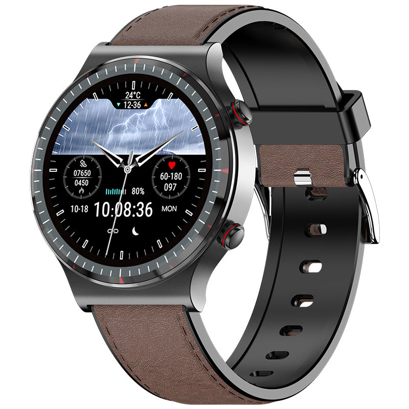 Durable unisex smartwatch for ECG, blood oxygen, and heart rate monitoring.