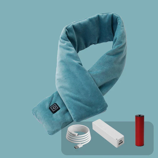 Unisex electric heated scarf providing ultimate winter warmth. Soft, black thermal neck warmer.