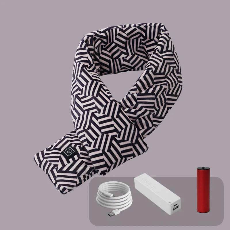 Detail of the soft, durable fabric of the unisex electric heated scarf, designed for winter warmth.