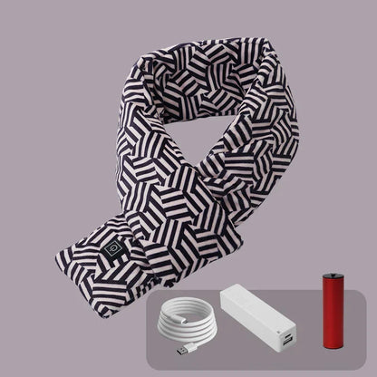 Detail of the soft, durable fabric of the unisex electric heated scarf, designed for winter warmth.