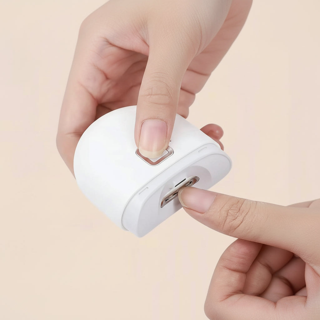 Portable electric nail care device for easy home manicures. Unisex grooming tool for perfect nails.