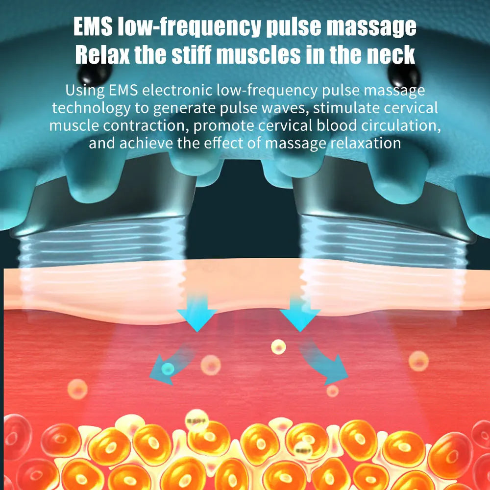 Advanced cervical massager with EMS pulse technology for muscle stimulation, physical therapy & neck care.